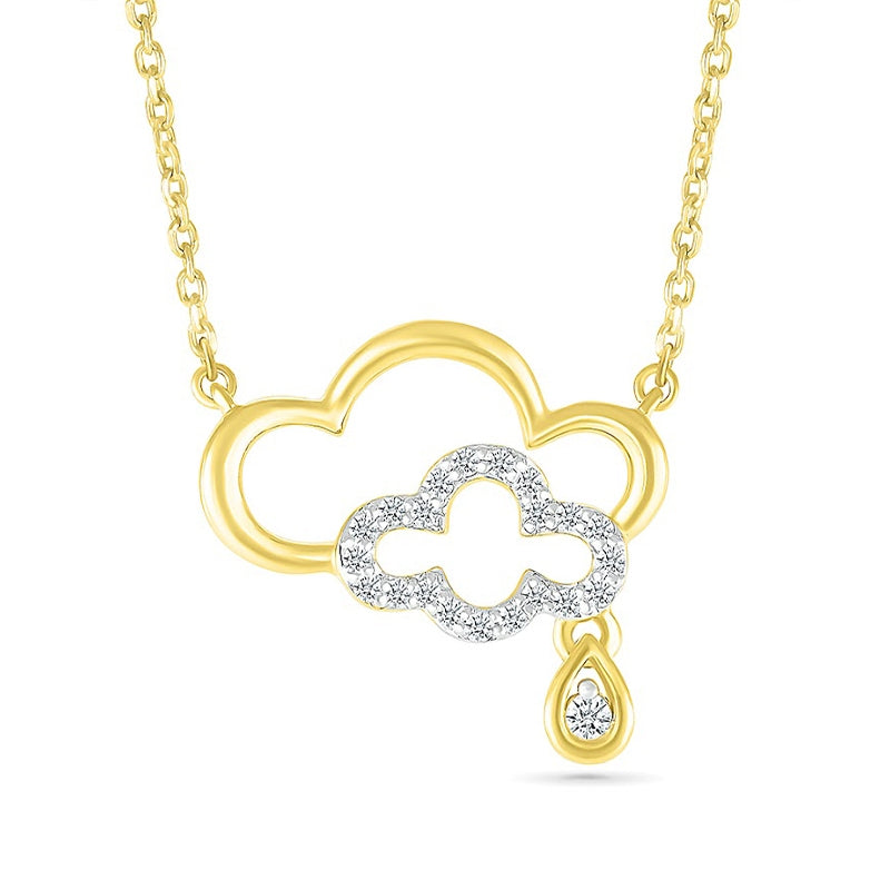 1/10 ct. tw. Diamond Rain Cloud Necklace in 10K Yellow Gold