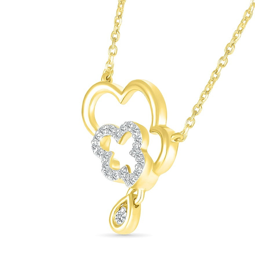 1/10 ct. tw. Diamond Rain Cloud Necklace in 10K Yellow Gold front view