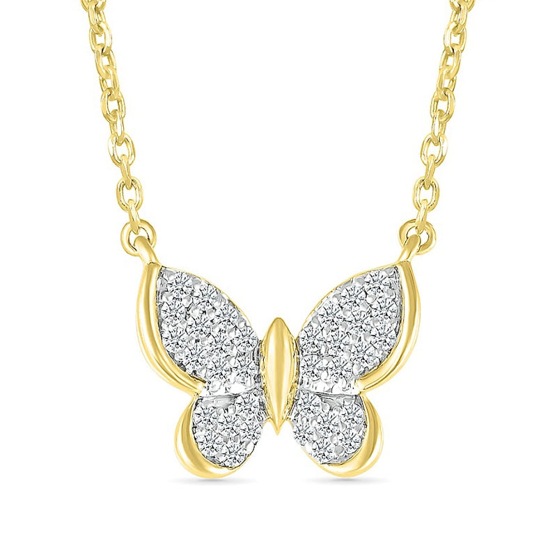 1/5 ct. tw. Diamond Butterfly Necklace in 10K Yellow Gold