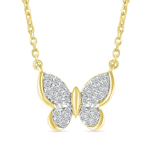 1/5 ct. tw. Diamond Butterfly Necklace in 10K Yellow Gold