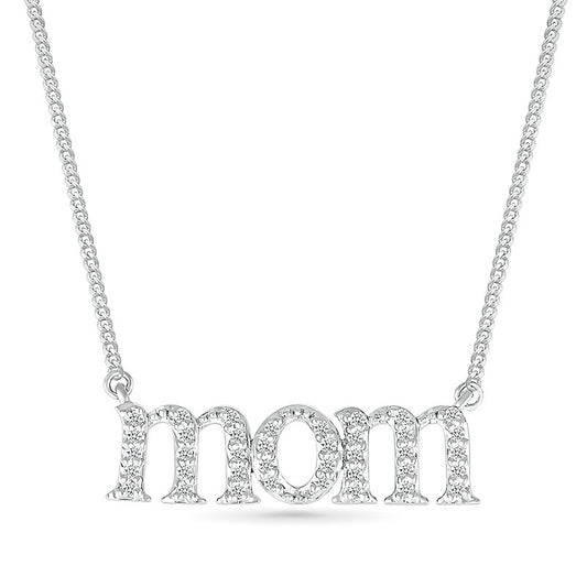 Diamond Accent Mom Necklace in Sterling Silver