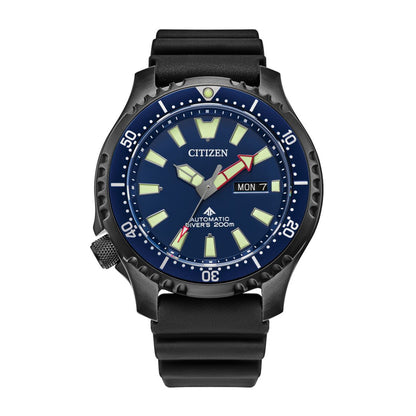 Citizen Men's Promaster Dive Automatic Black Stainless Steel Watch with Blue Dial & Black Polyurethane Strap