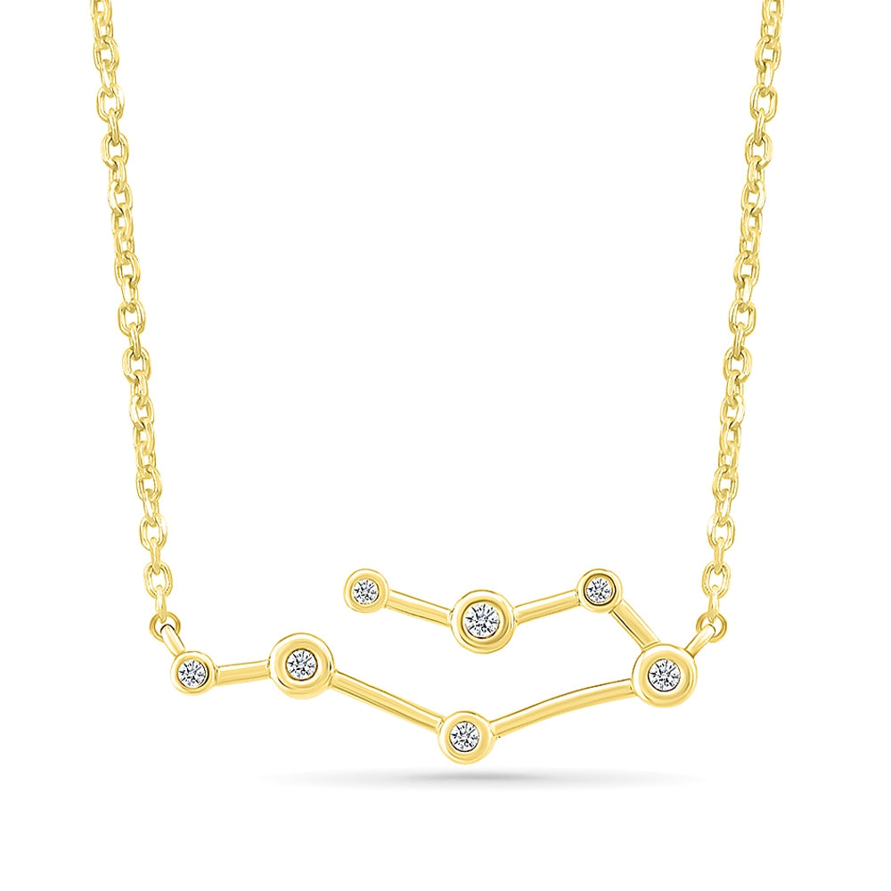 Diamond Accent Gemini Constellation Necklace in 10K Yellow Gold