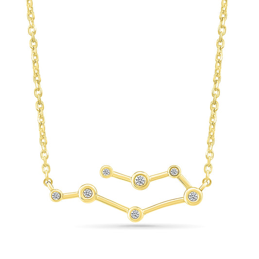 Diamond Accent Gemini Constellation Necklace in 10K Yellow Gold