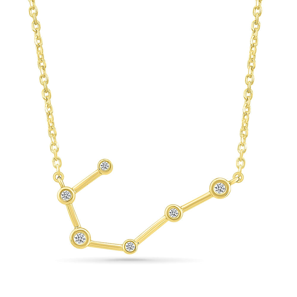 Diamond Accent Cancer Constellation Necklace in 10K Yellow Gold