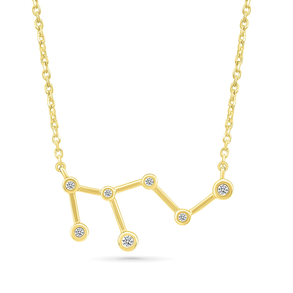 Diamond Accent Leo Constellation Necklace in 10K Yellow Gold