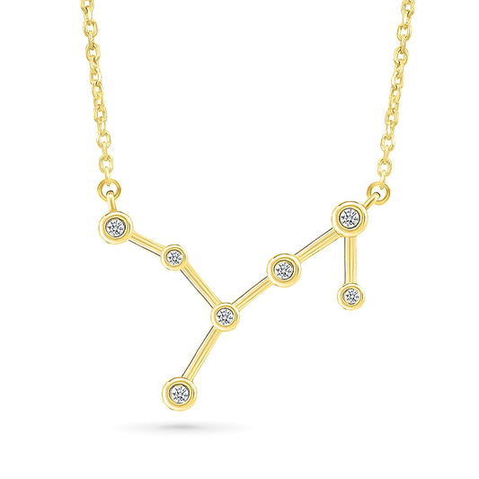 Diamond Accent Virgo Constellation Necklace in 10K Yellow Gold