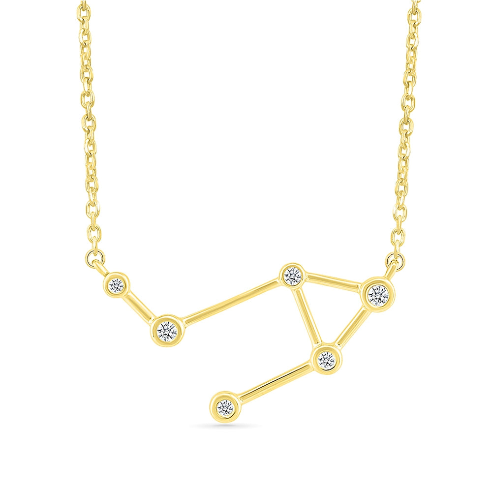 Diamond Accent Libra Constellation Necklace in 10K Yellow Gold