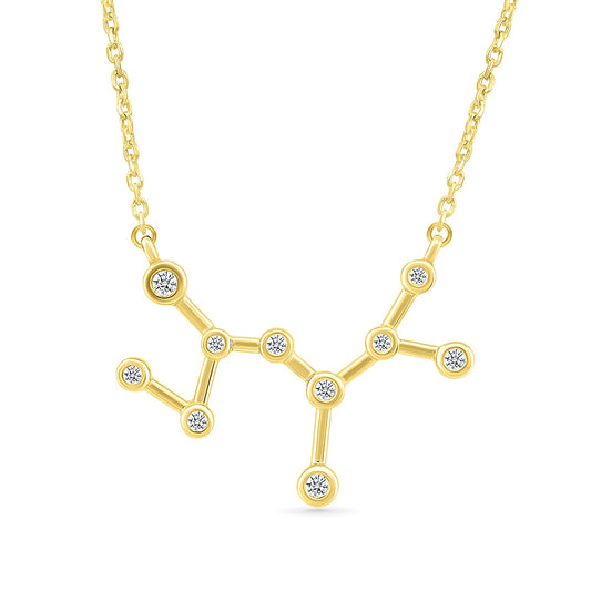 Diamond Accent Sagittarius Constellation Necklace in 10K Yellow Gold