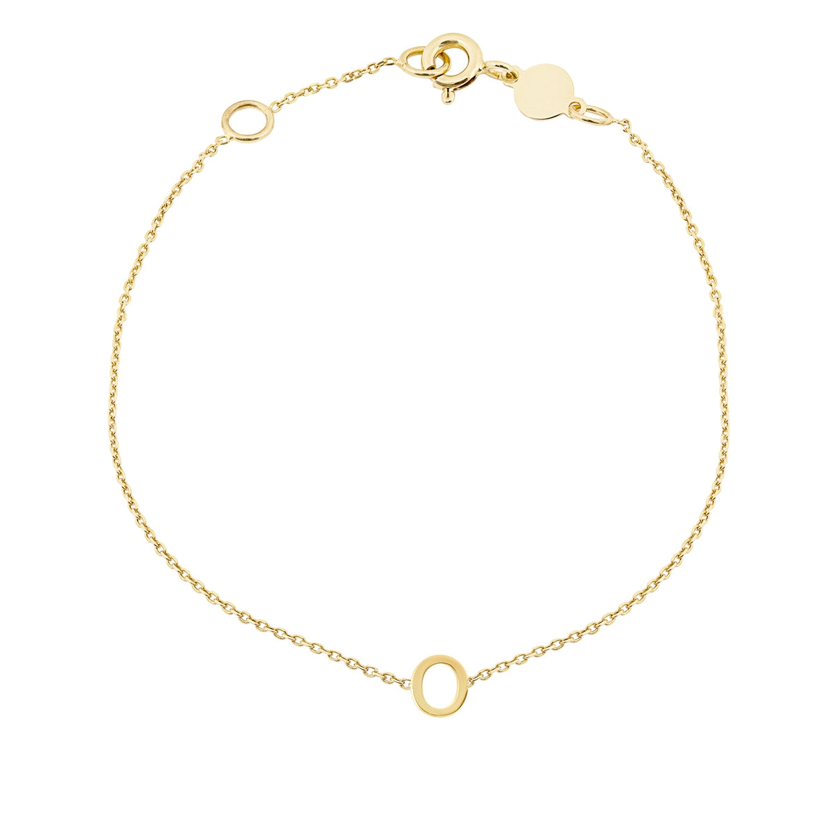 Mini Initial O Bracelet in 14K Yellow Gold