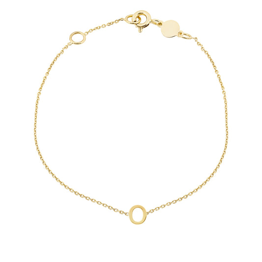 Mini Initial O Bracelet in 14K Yellow Gold