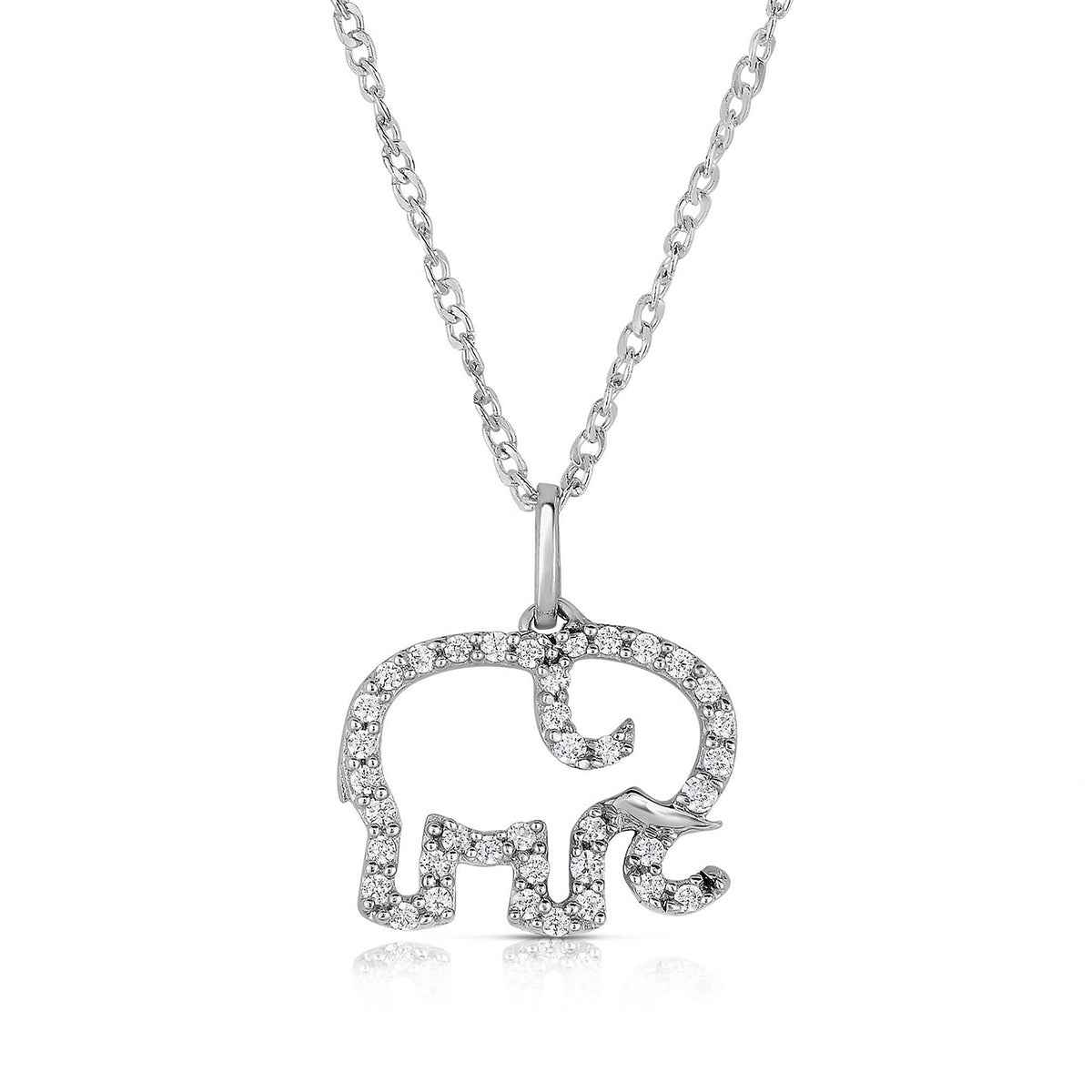 1/10 ct. tw. Diamond Elephant Pendant in Sterling Silver