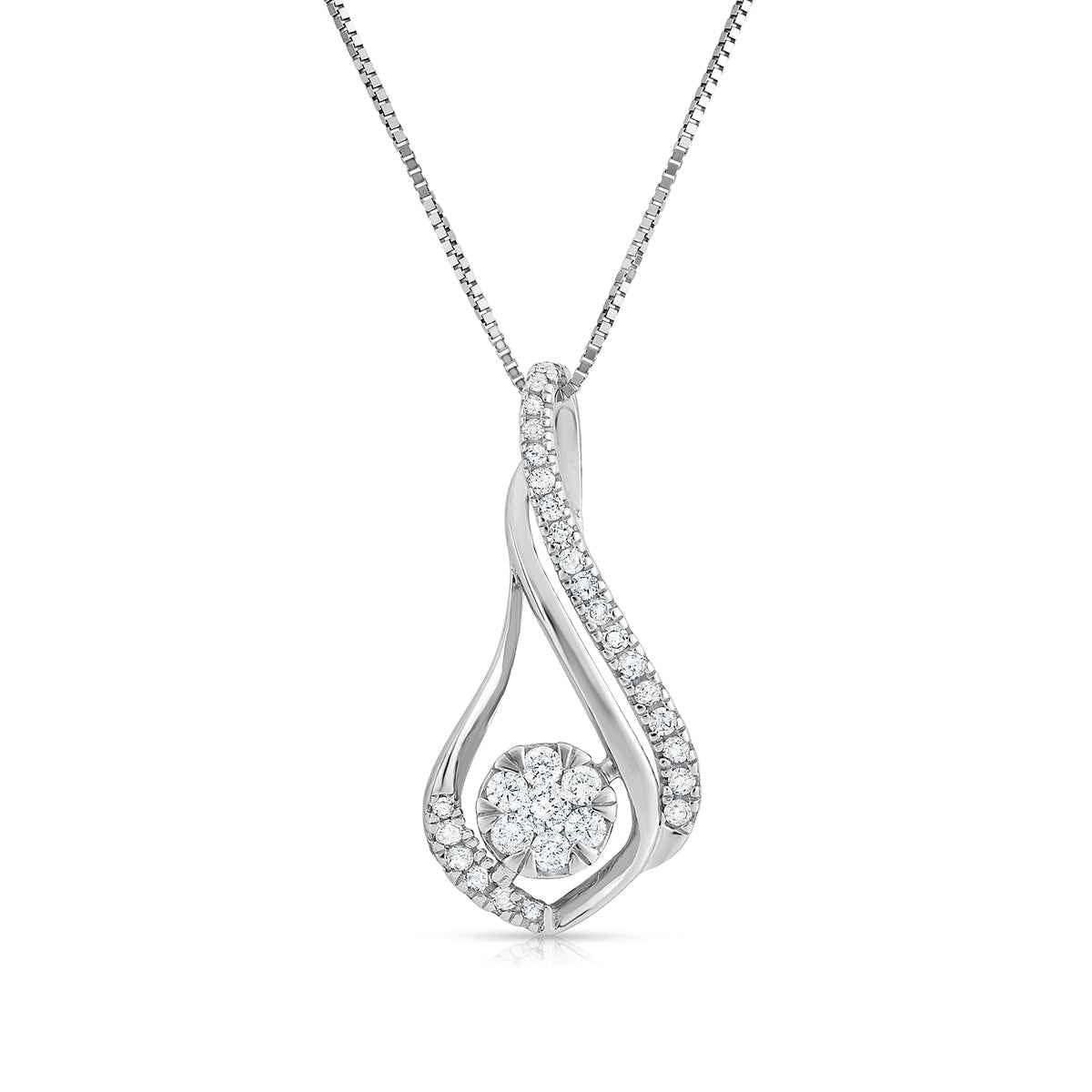 Fairytale Diamonds 1/4 ct. tw. Diamond Cluster Teardrop Pendant in 10K White Gold