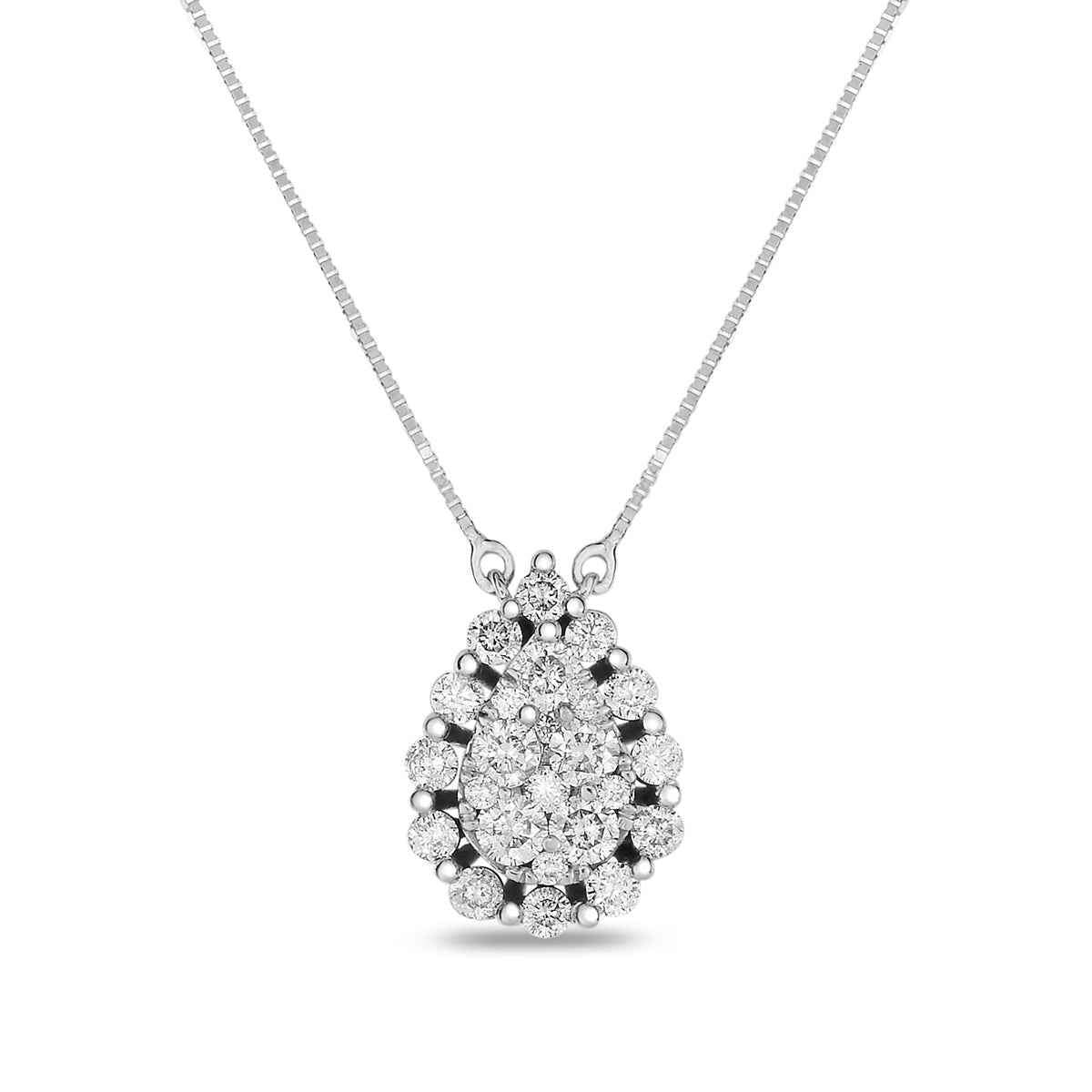 Fairytale Diamonds 7/8 ct. tw. Diamond Pear-Shaped Cluster Necklace in 14K White Gold