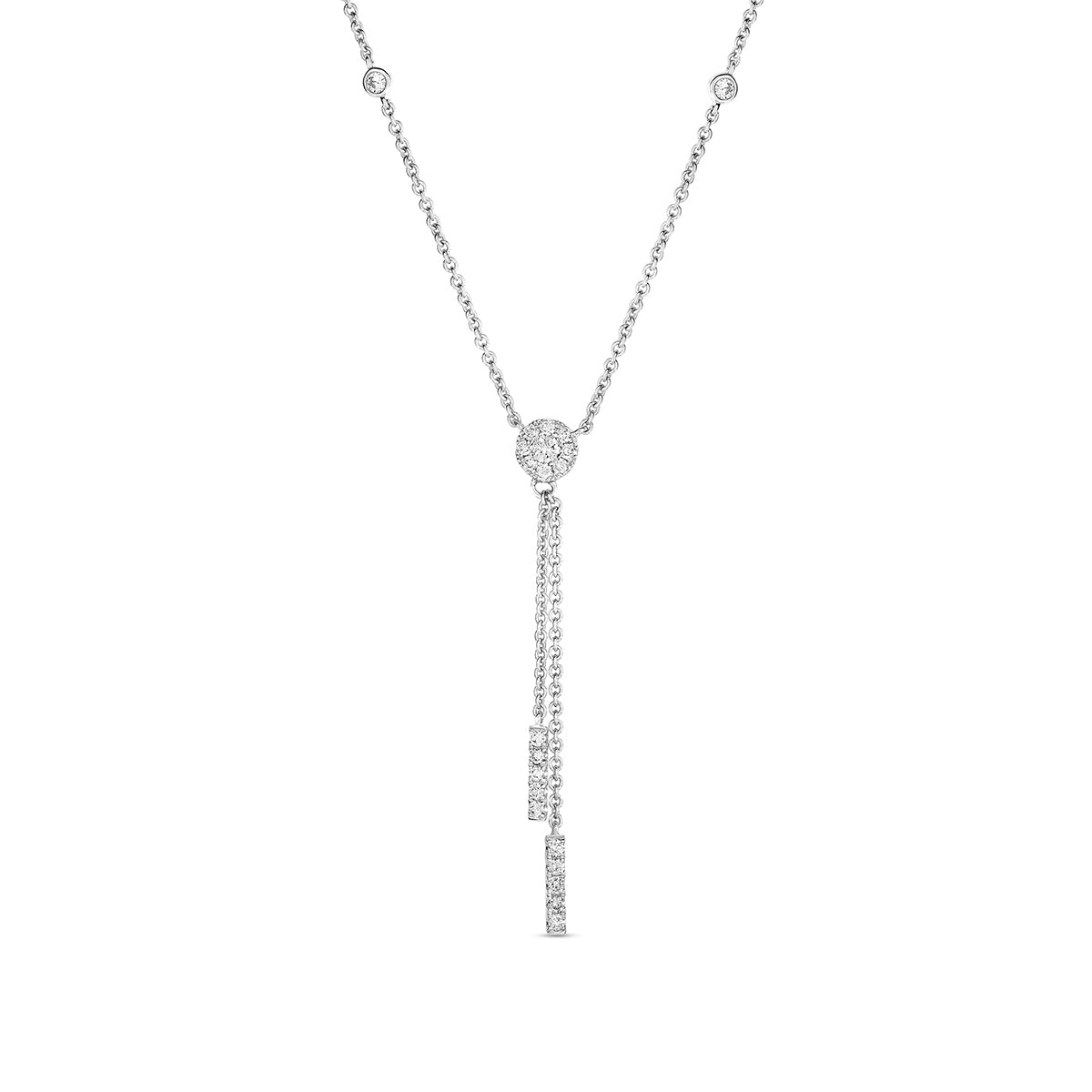1/3 ct. tw. Diamond Cluster Y Necklace in 10K White Gold