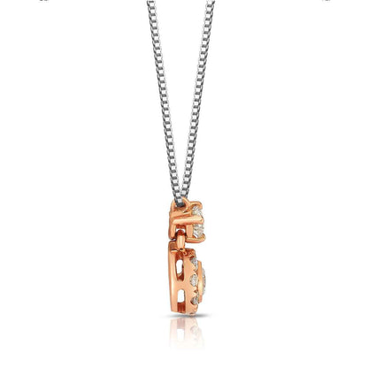 1/4 ct. tw. Round Diamond Pendant with Center Bezel and Halo in 10K Pink Gold front view