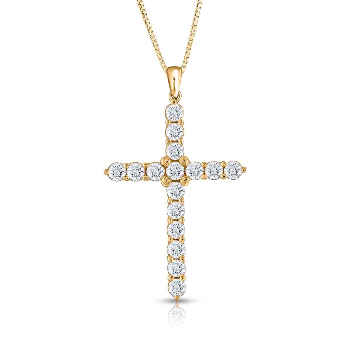 4 ct. tw. Round Diamond Cross Pendant in 14K Yellow Gold