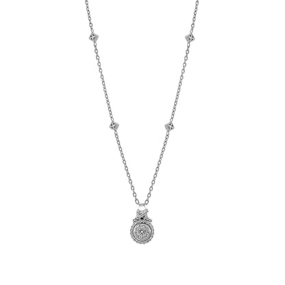 1/4 ct. tw. Diamond Cluster Halo Pendant Station Necklace in 10K White Gold
