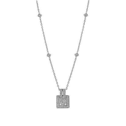 1/4 ct. tw. Diamond Cluster with Square Halo Pendant Station Necklace in 10K White Gold