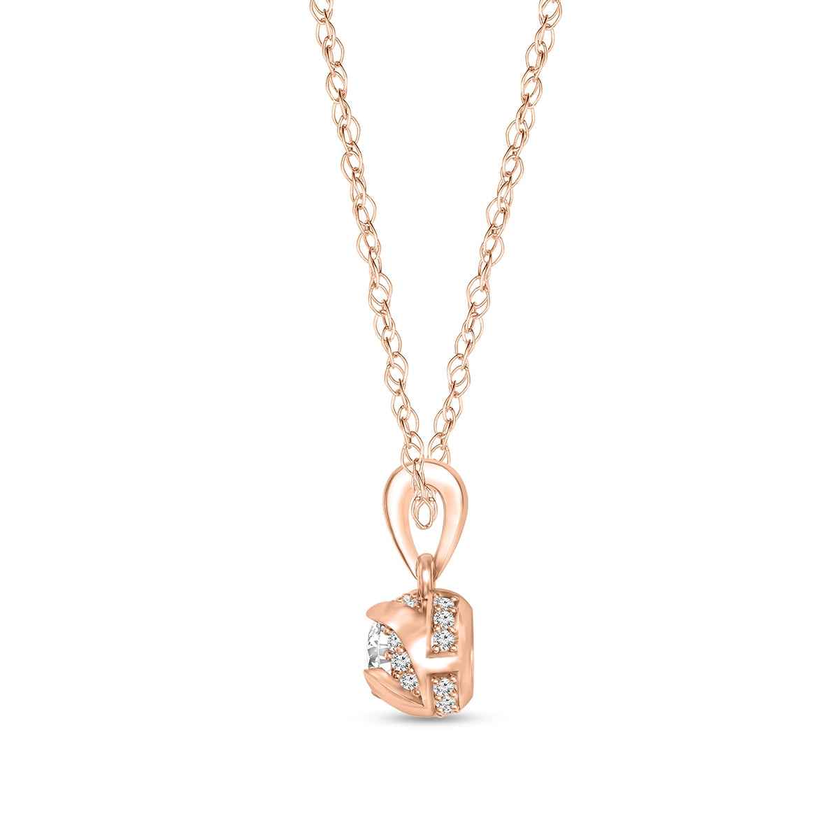 1/4 ct. tw. Round Diamond Pendant in 10K Pink Gold front view