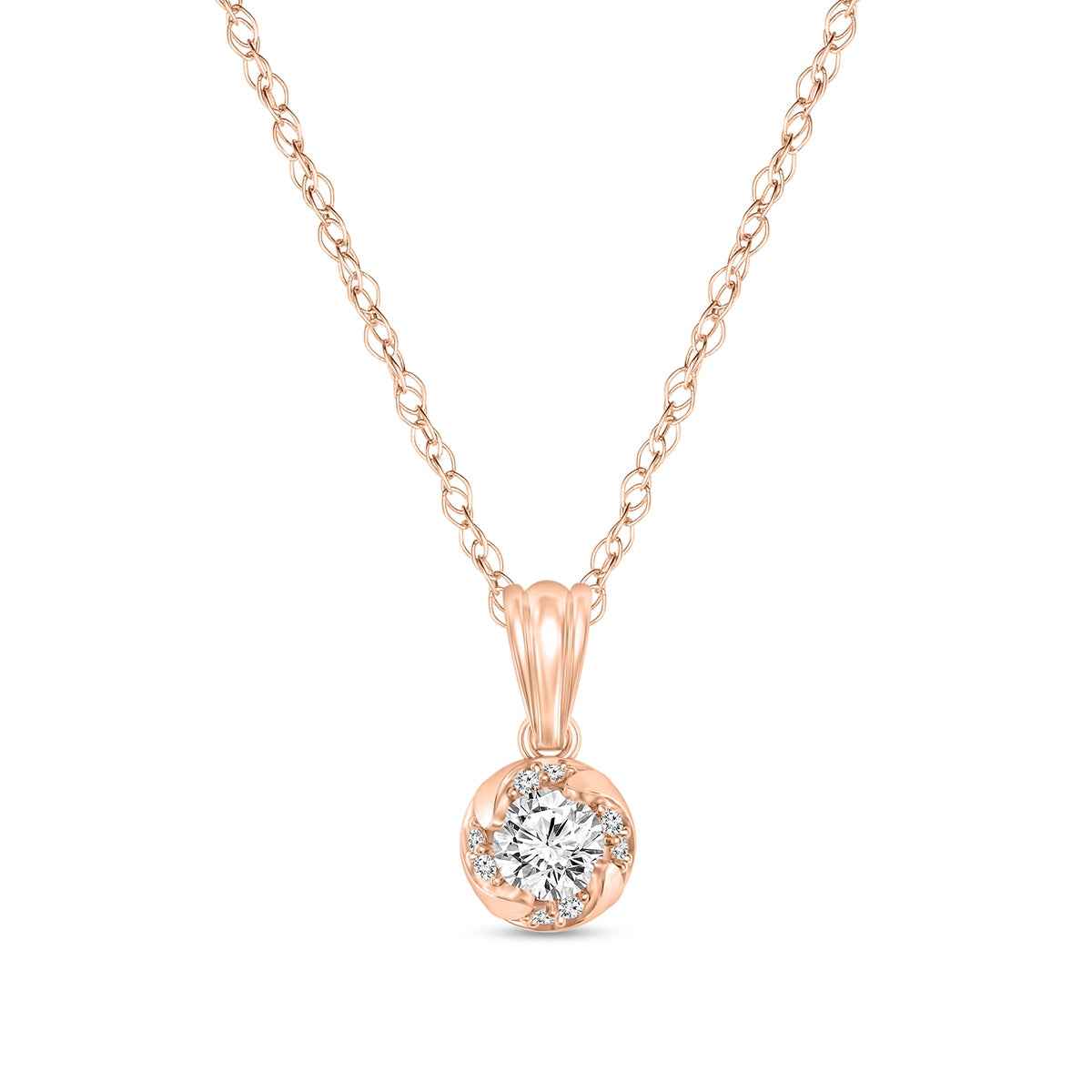 1/4 ct. tw. Round Diamond Pendant in 10K Pink Gold