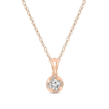 1/4 ct. tw. Round Diamond Pendant in 10K Pink Gold