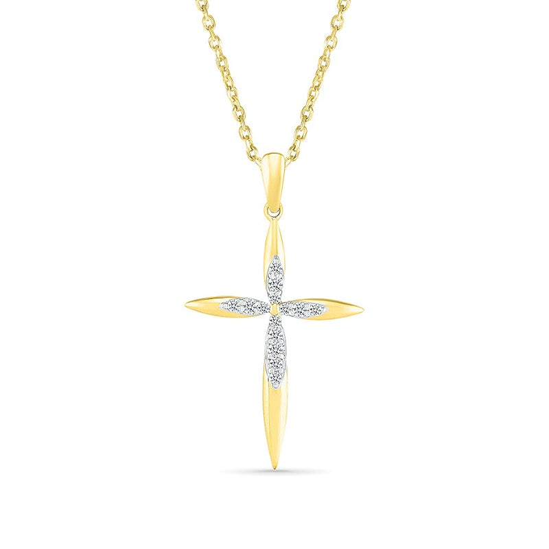 1/8 ct. tw. Diamond Cross Pendant in 10K Yellow Gold
