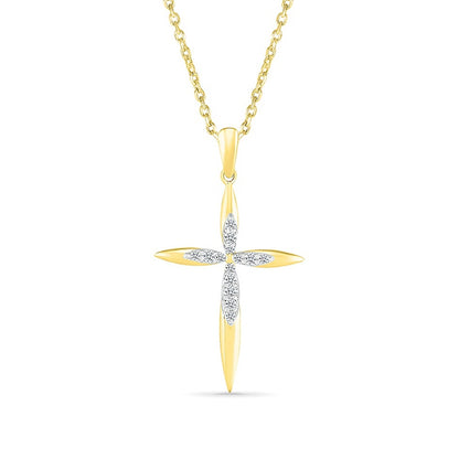 1/8 ct. tw. Diamond Cross Pendant in 10K Yellow Gold