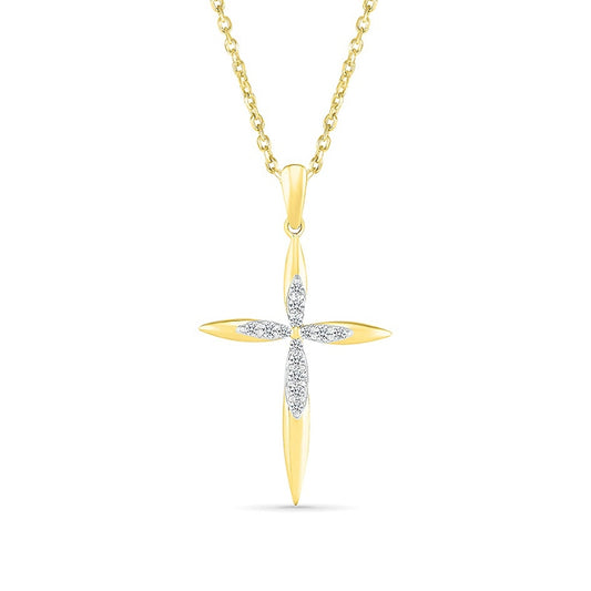 1/8 ct. tw. Diamond Cross Pendant in 10K Yellow Gold