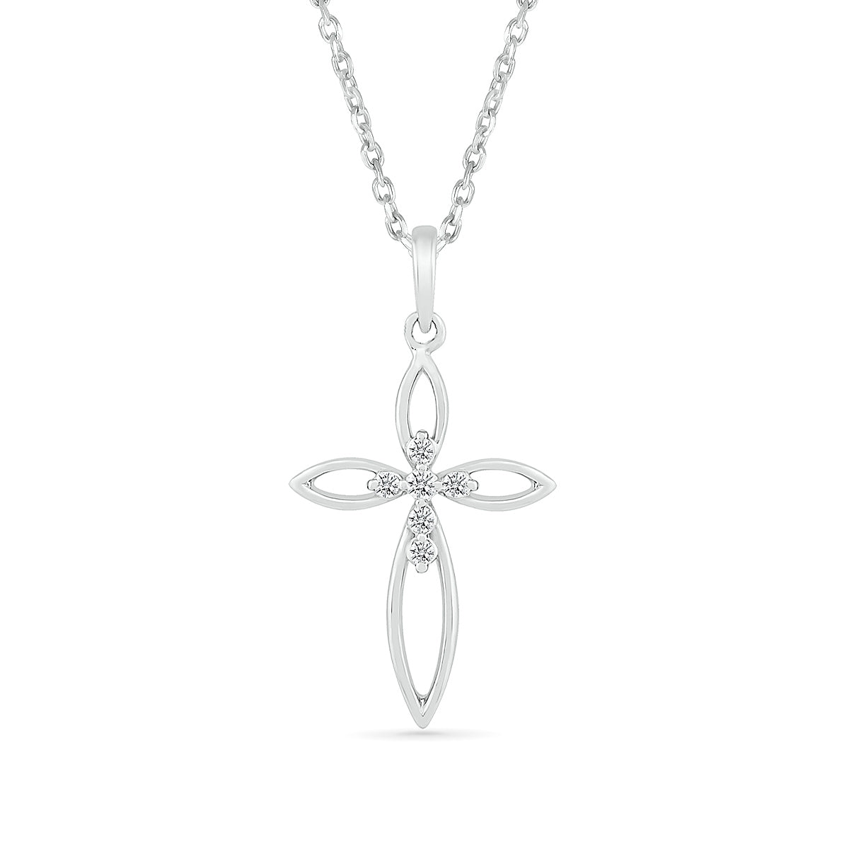 Diamond Accent Cross Pendant in 10K White Gold