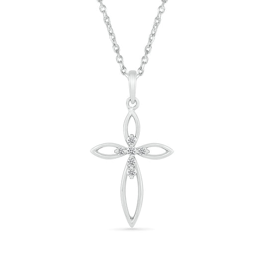 Diamond Accent Cross Pendant in 10K White Gold