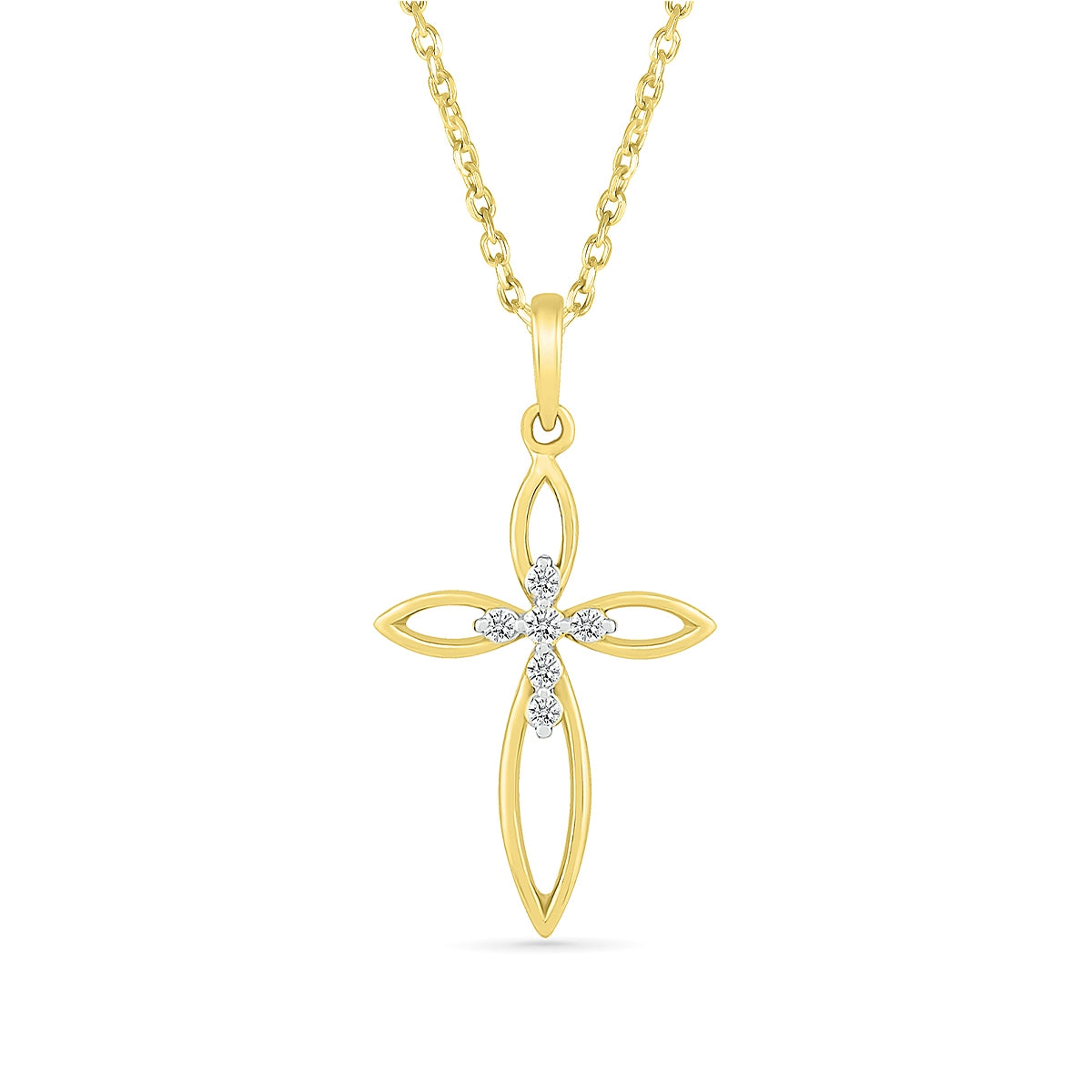 Diamond Accent Cross Pendant in 10K Yellow Gold