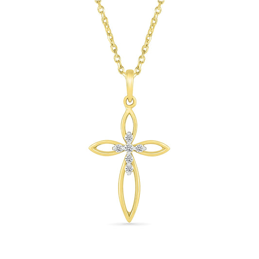 Diamond Accent Cross Pendant in 10K Yellow Gold