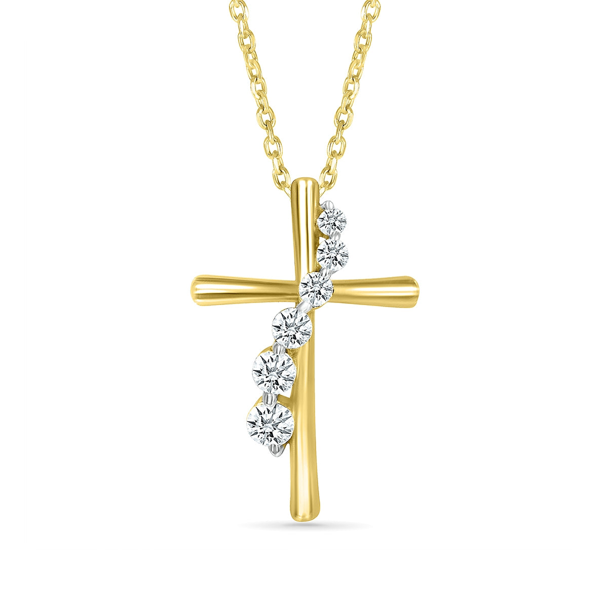 Journey Collection 1/5 ct. tw. Diamond Cross Pendant in 10K Yellow Gold