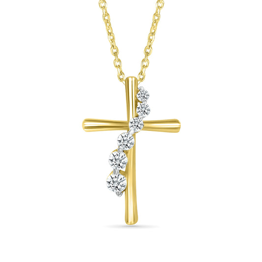Journey Collection 1/5 ct. tw. Diamond Cross Pendant in 10K Yellow Gold