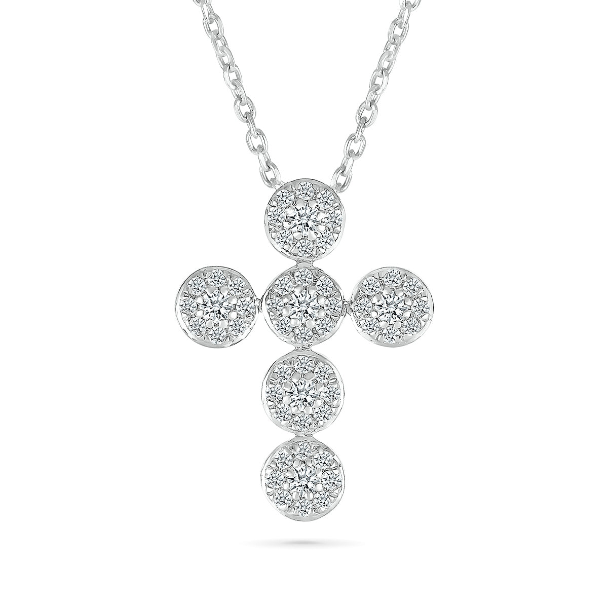 Fairytale Diamonds 1/4 ct. tw. Diamond Cluster Cross Pendant in 10K White Gold