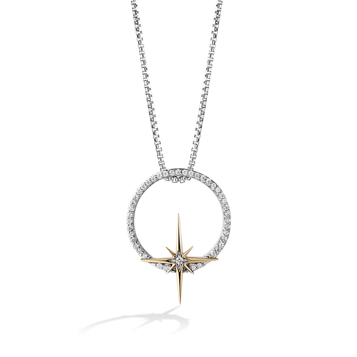 Star Wars Guardians of Light 1/10 ct. tw. Diamond Circle & Star Pendant in Sterling Silver & 10K Yellow Gold