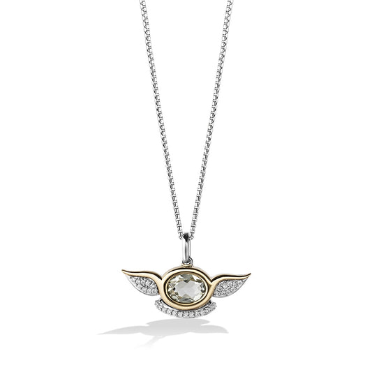 Star Wars Grogu Green Amethyst & 1/10 ct. tw. Diamond Pendant in Sterling Silver & 10K Yellow Gold