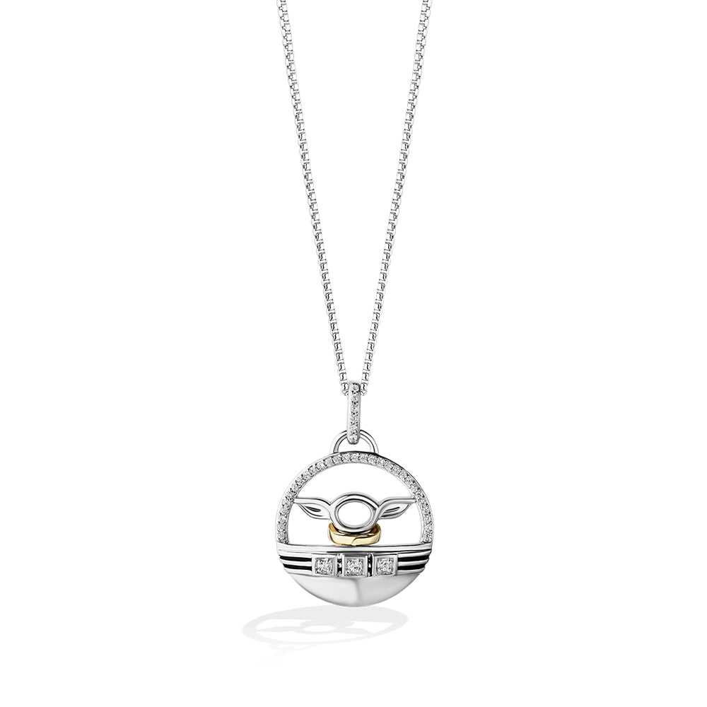 Star Wars Grogu 1/10 ct. tw. Diamond Pendant in Sterling Silver & 10K Yellow Gold