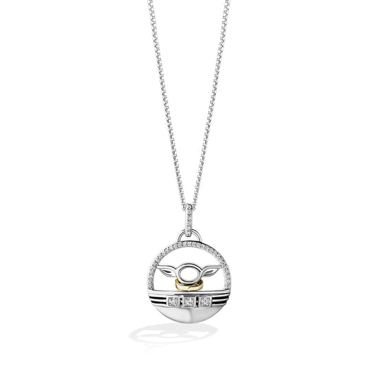 Star Wars Grogu 1/10 ct. tw. Diamond Pendant in Sterling Silver & 10K Yellow Gold