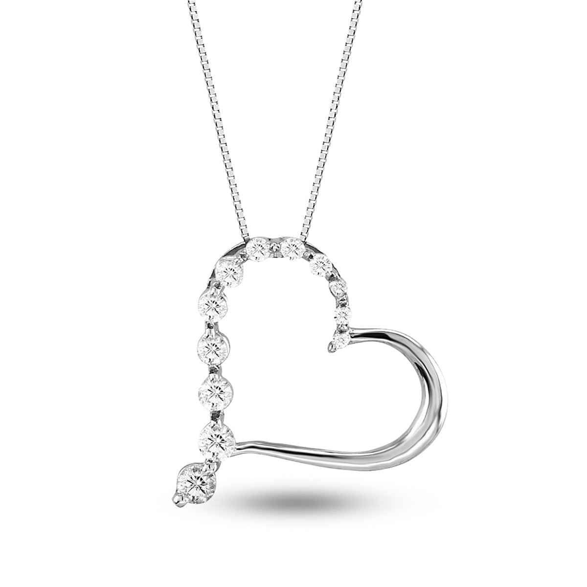 Journey Collection 1/2 ct. tw. Diamond Heart Pendant in 10K White Gold