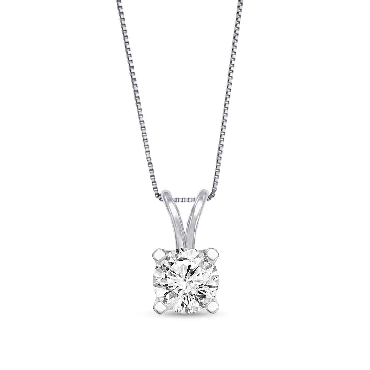 1/2 ct. tw. Round Diamond Solitaire Prong Set Pendant in 14K White Gold