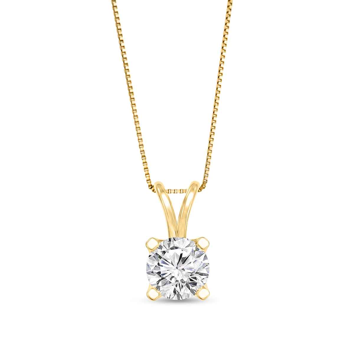 1/3 ct. tw. Round Diamond Solitaire Prong Set Pendant in 14K Yellow Gold