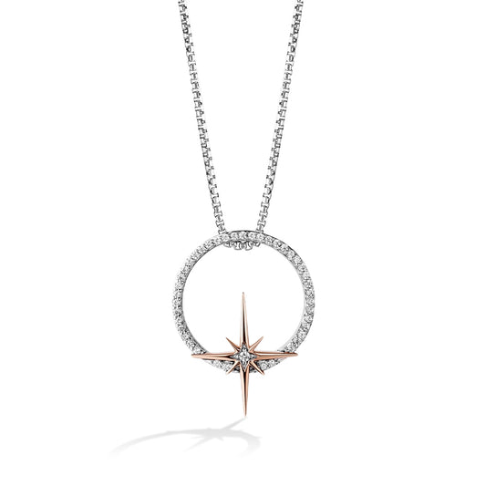 Star Wars Guardians of Light 1/10 ct. tw. Diamond Circle & Star Pendant in Sterling Silver & 10K Pink Gold