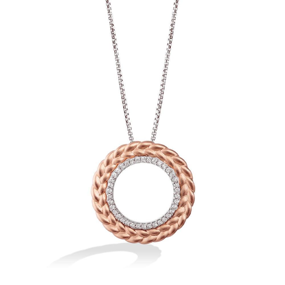 Star Wars Galactic Royalty 1/6 ct. tw. Diamond Braided Circle Pendant in Sterling Silver & 10K Pink Gold