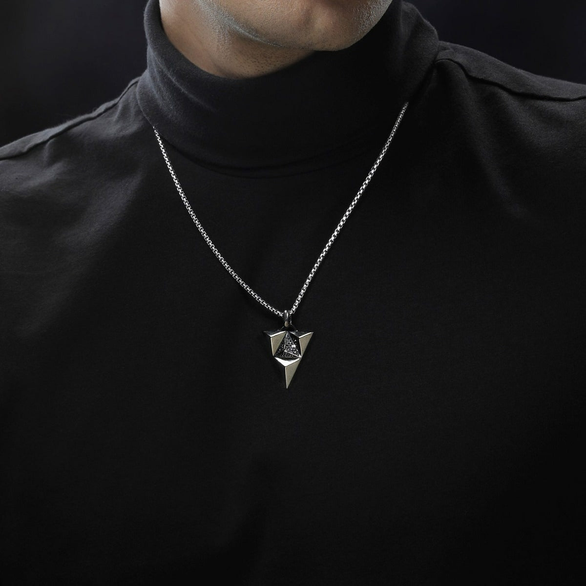 Star Wars Dark Armor 1/3 ct. tw. Treated Black Diamond Pendant in Black Rhodium Plated Sterling Silver front view