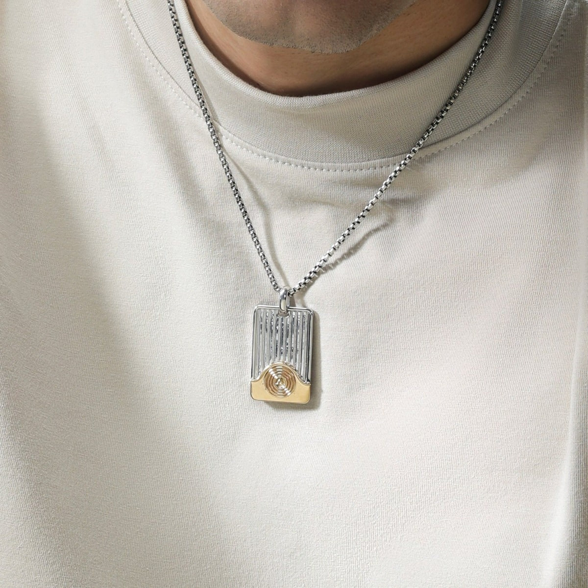Star Wars Threepio Series Men's 1/10 ct. tw. Diamond Pendant in Sterling Silver & 10K Yellow Gold front view