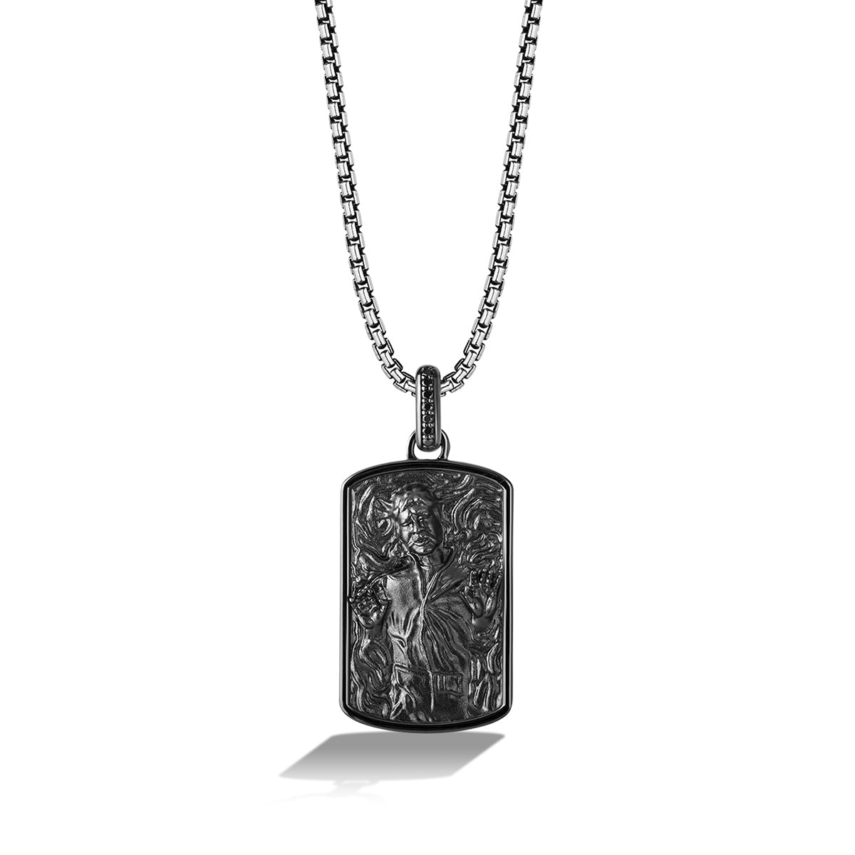Star Wars In Carbonite Men's 1/10 ct. tw. Treated Black Diamond Pendant in Black Rhodium Plated Sterling Silver