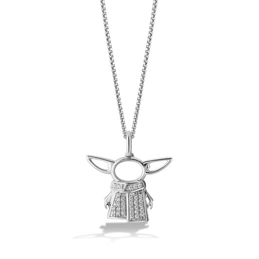 Star Wars Grogu 1/10 ct. tw. Diamond Pendant in 10K White Gold