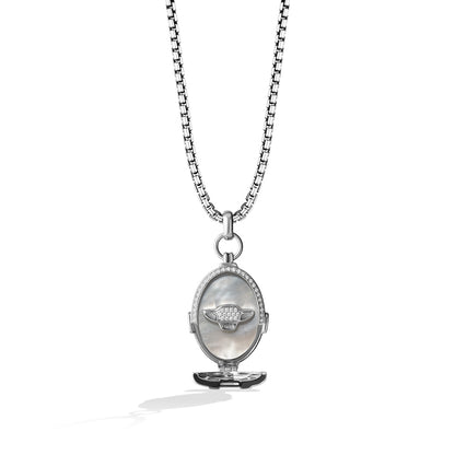 Star Wars Grogu Mother of Pearl & 1/4 ct. tw. Diamond Pendant in Sterling Silver front view